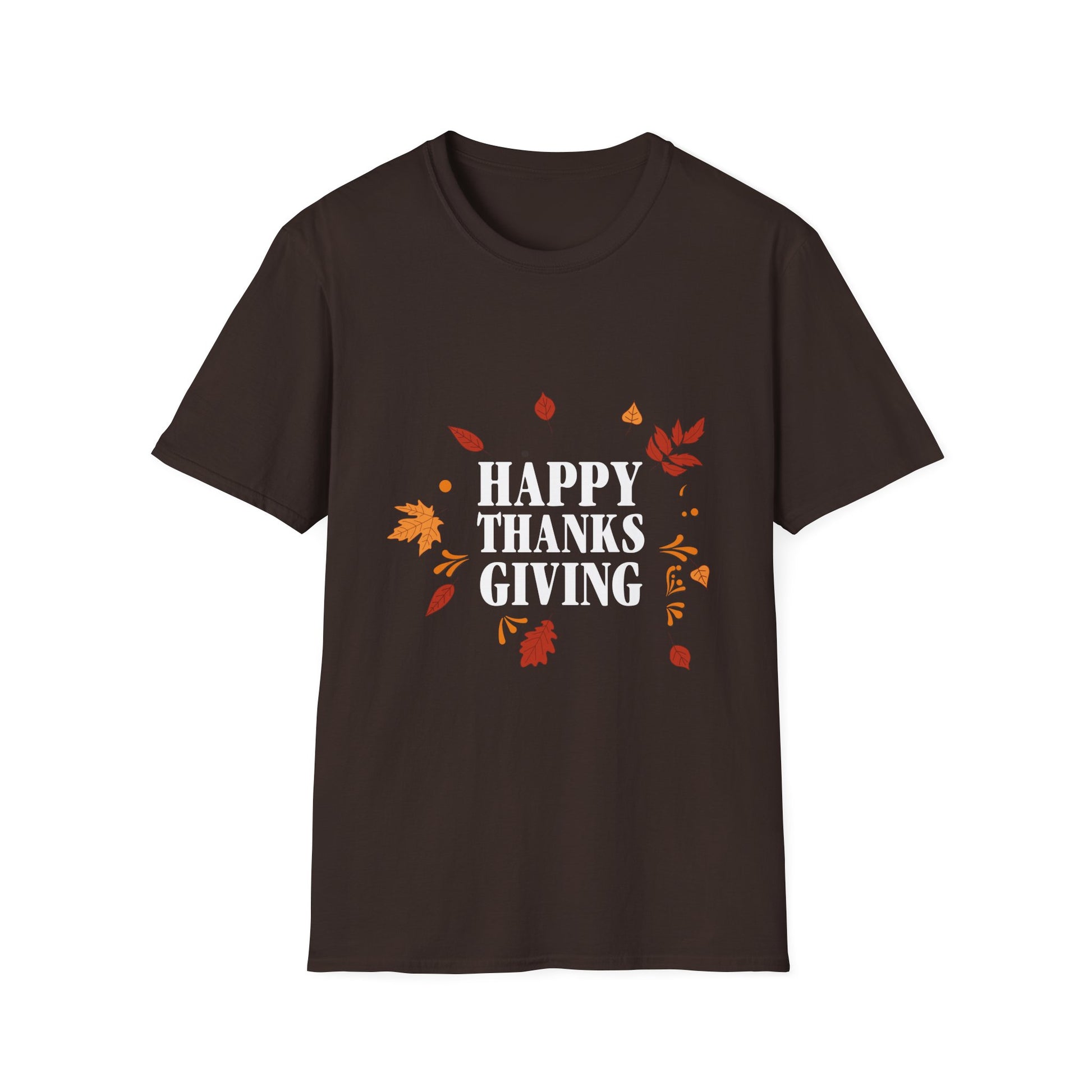 Thanksgiving T-Shirt — "Happy Thanks Giving" Fall Leaves Holiday Tee  Unisex T-Shirt