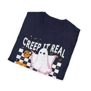 Creep It Real Vintage Ghost Halloween Tee Unisex Softstyle T-Shirt