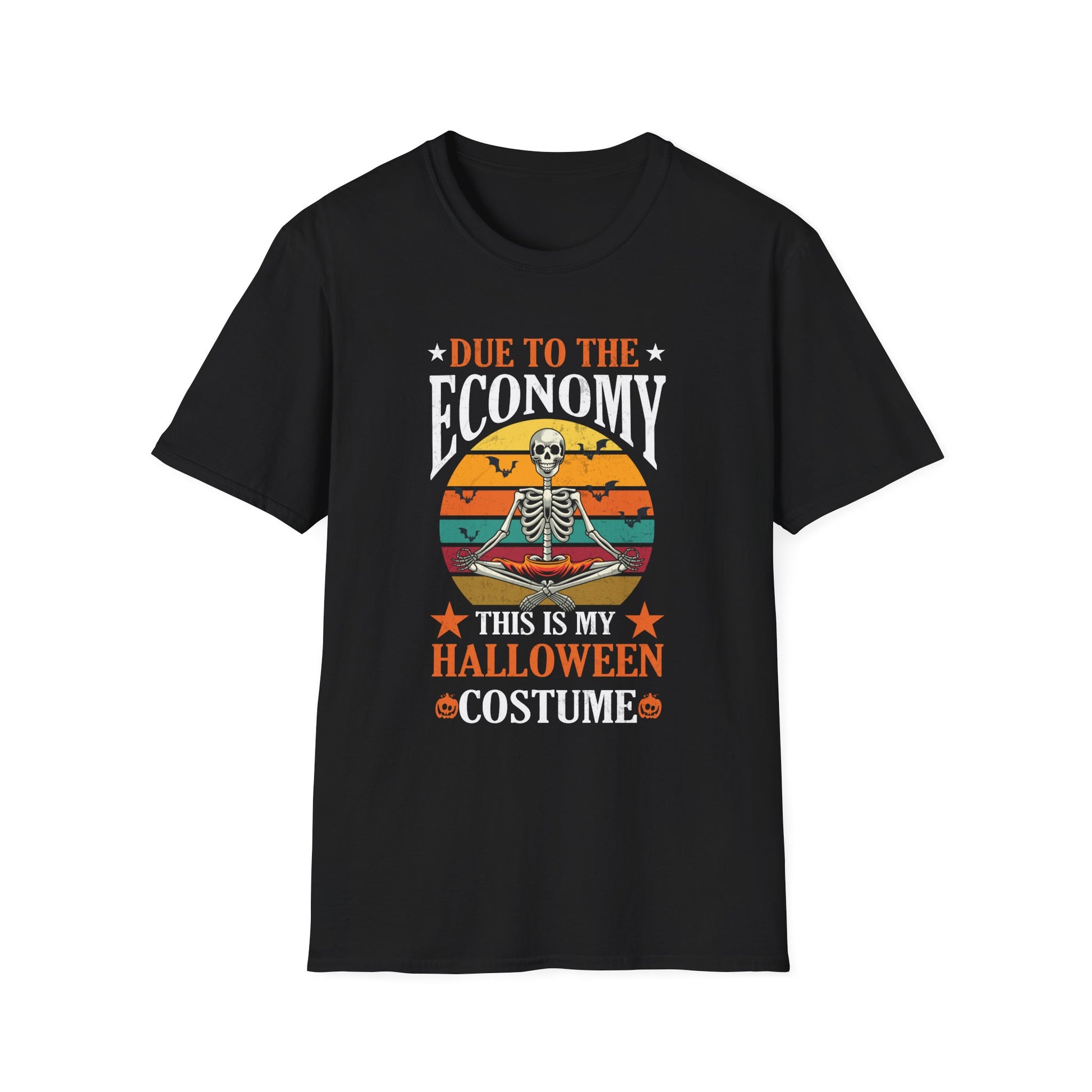 Halloween T-Shirt — "Due to the Economy This Is My Halloween Costume" Skeleton Retro Tee