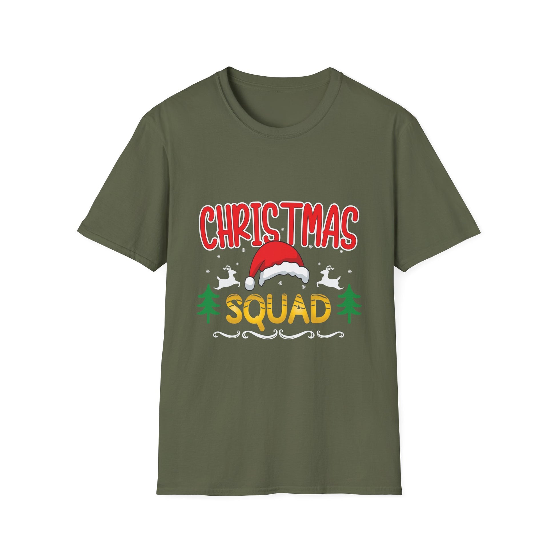 Christmas Squad T-Shirt — Festive Holiday Tee with Santa Hat Design