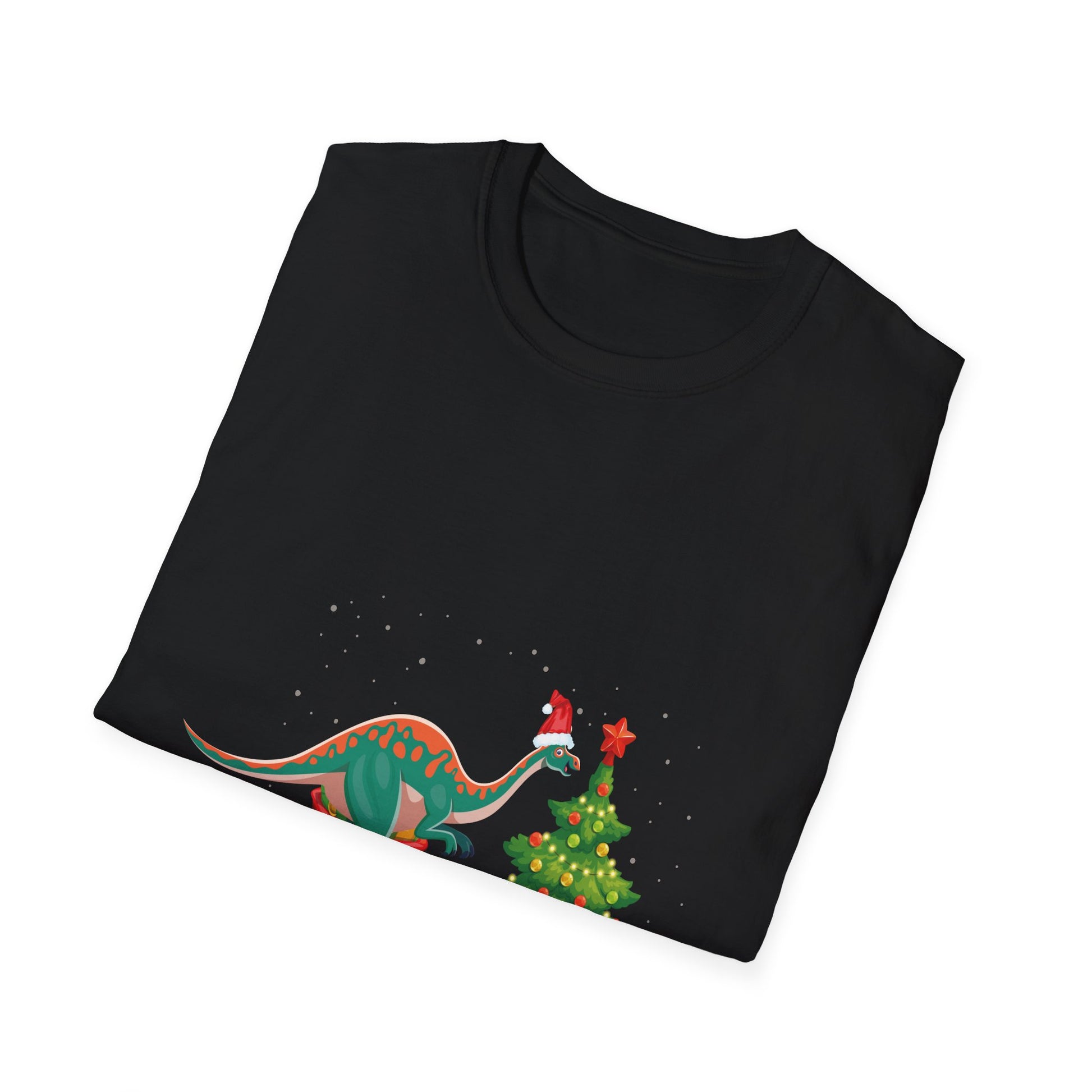 Christmas Brachiosaurus Dinosaur eating a Christmas Tree Unisex T-Shirt