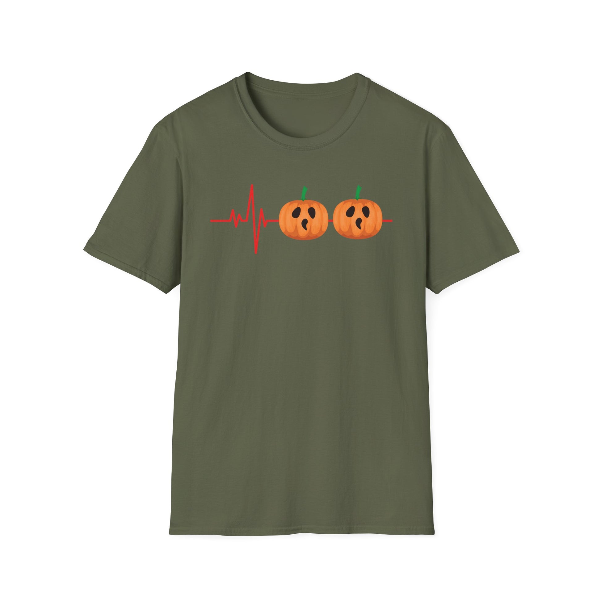 Halloween Pumpkin Heartbeat T-Shirt — Cute Jack-O’-Lantern ECG Tee