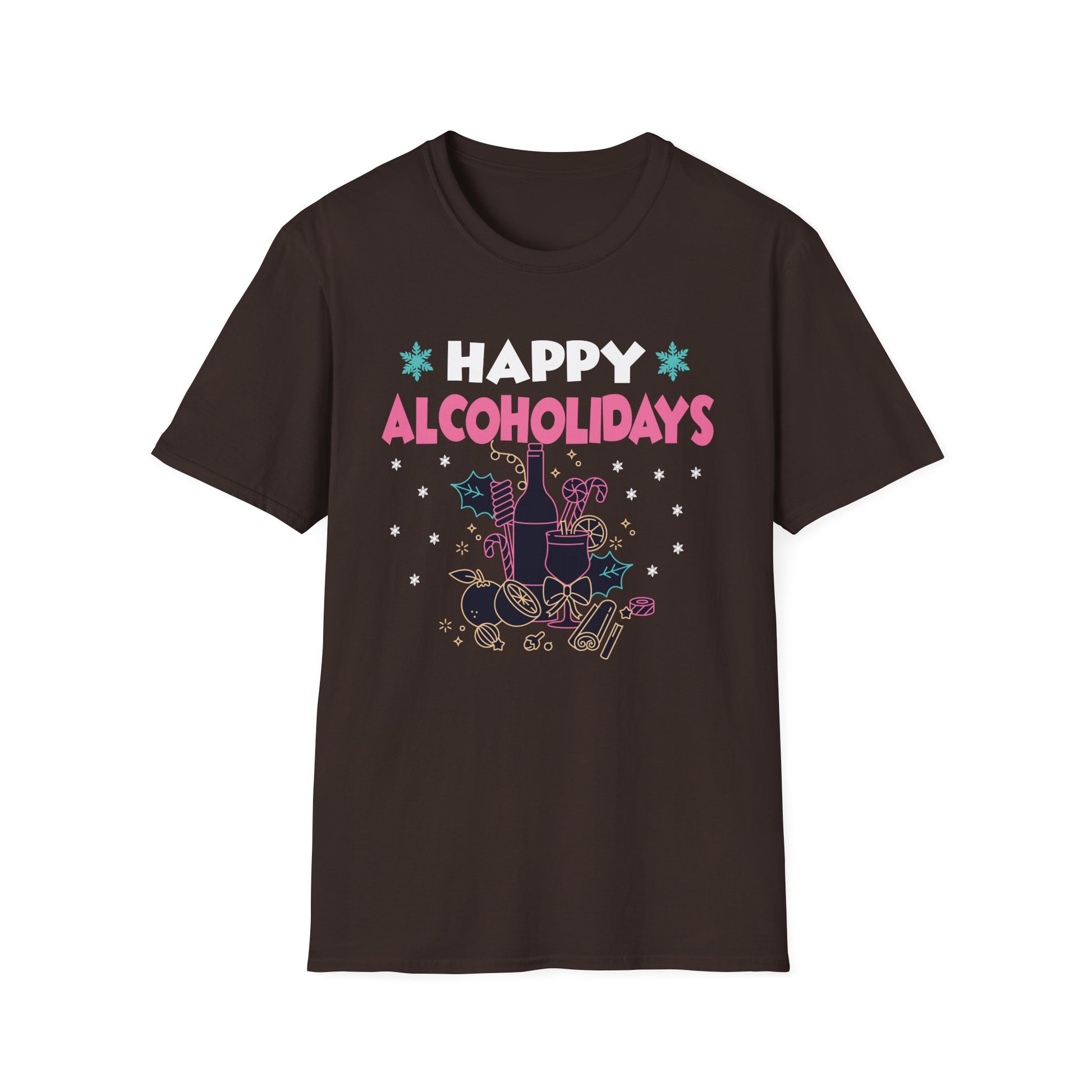 Happy Alcoholidays T‑Shirt — Funny Holiday Drinking Graphic Tee