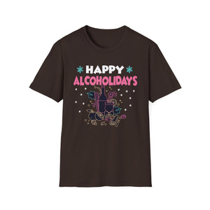 Happy Alcoholidays T‑Shirt — Funny Holiday Drinking Graphic Tee