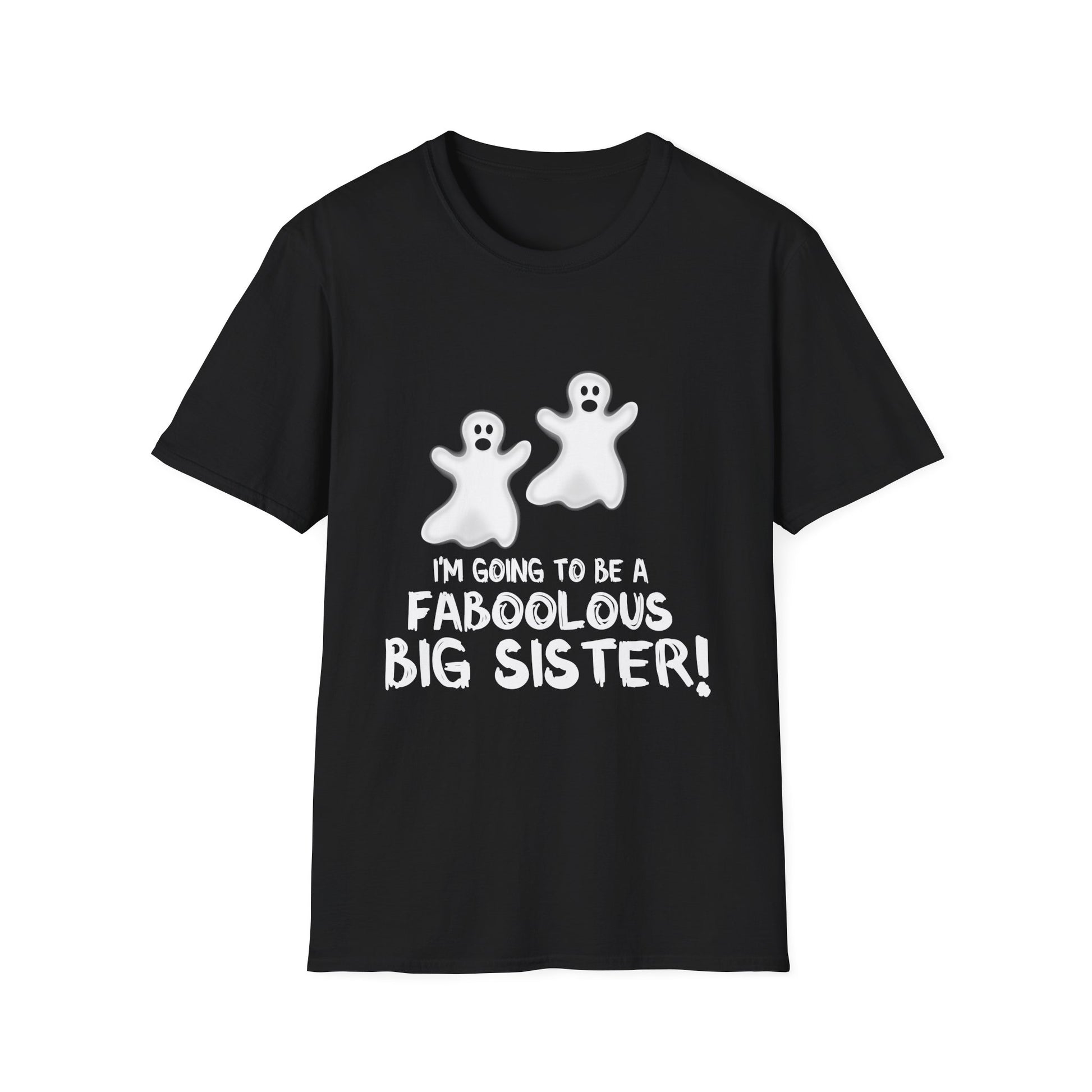 Big Sister Halloween T-Shirt - "I'm Going to be a Faboolous Big Sister!" Ghost Pregnancy Announcement Tee