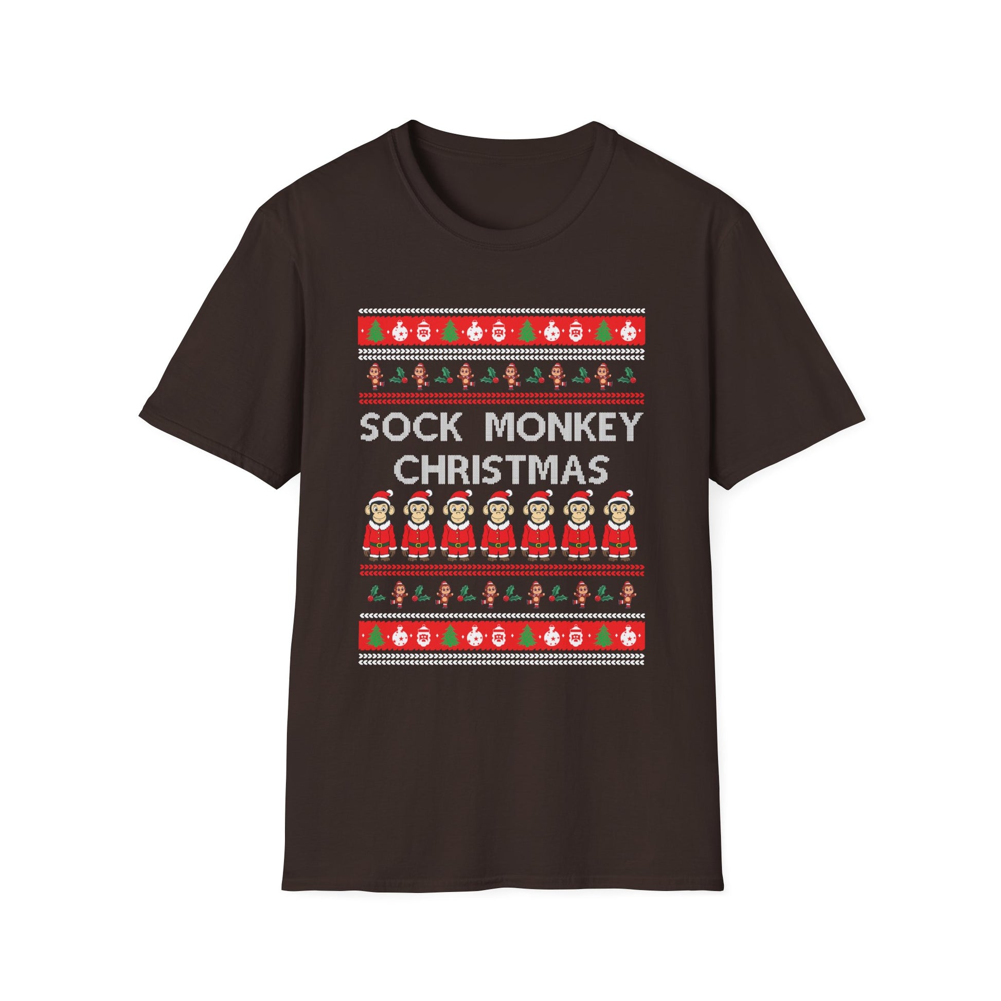 Sock Monkey Christmas Ugly Christmas Sweater Unisex Softstyle T-Shirt