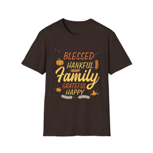 Thankful Family T-Shirt — Blessed, Grateful & Happy Thanksgiving Tee