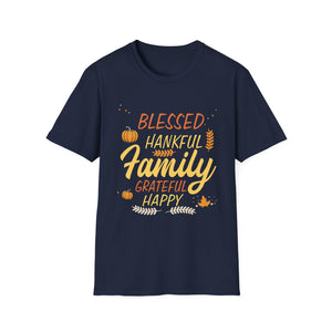 Blessed Thankful Family T-Shirt — Fall Thanksgiving Grateful Tee