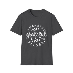 Thankful Grateful Blessed T-Shirt — Thanksgiving Fall Faith Tee