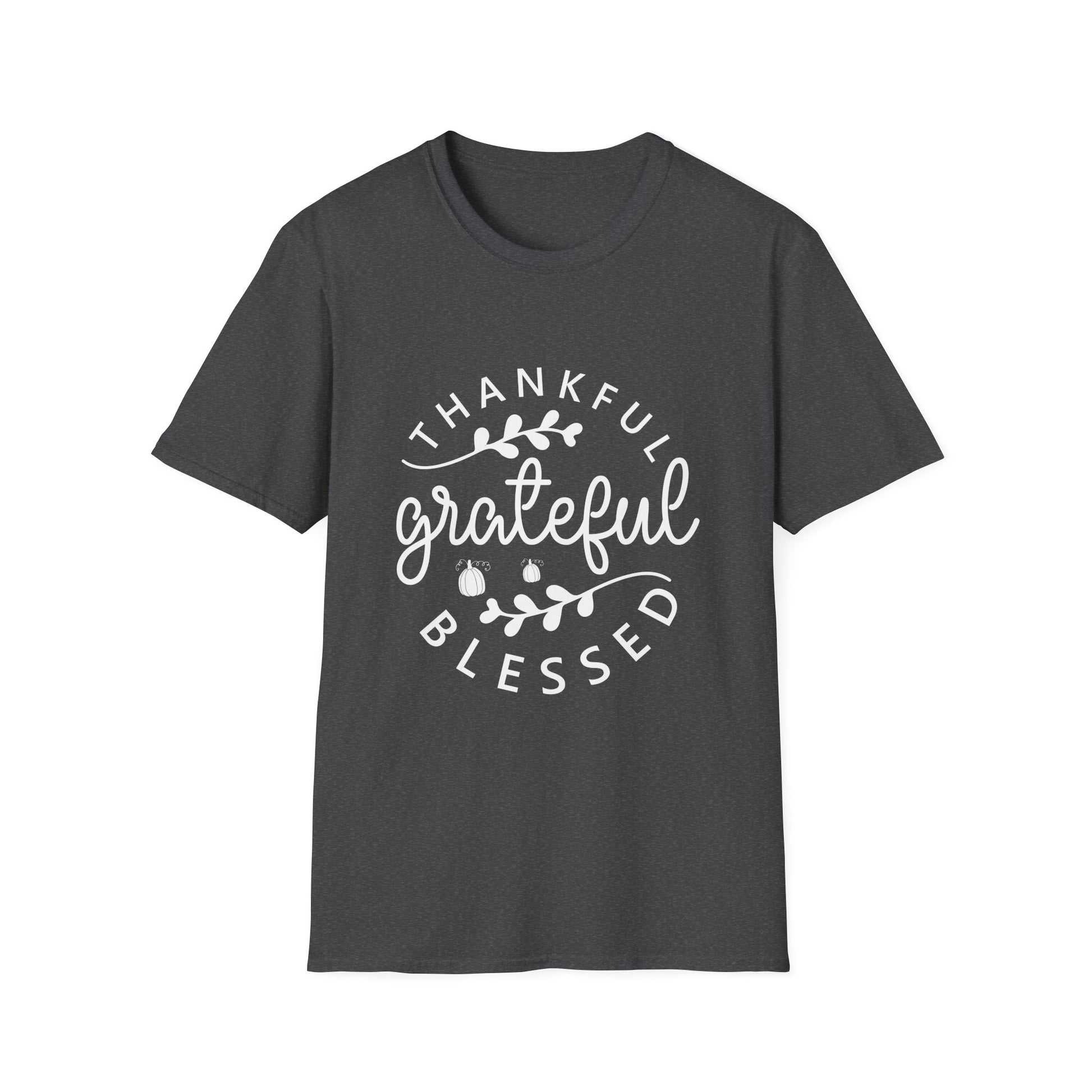 Thankful Grateful Blessed T-Shirt — Thanksgiving Fall Comfort Tee