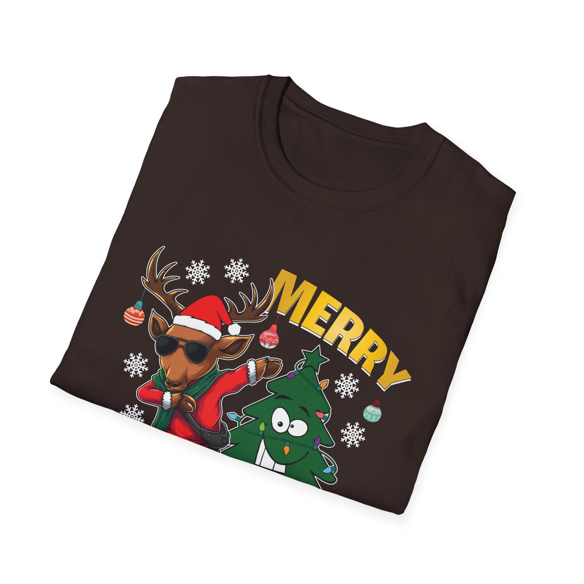Merry Christmas Dabbing Reindeer & Tree T-Shirt