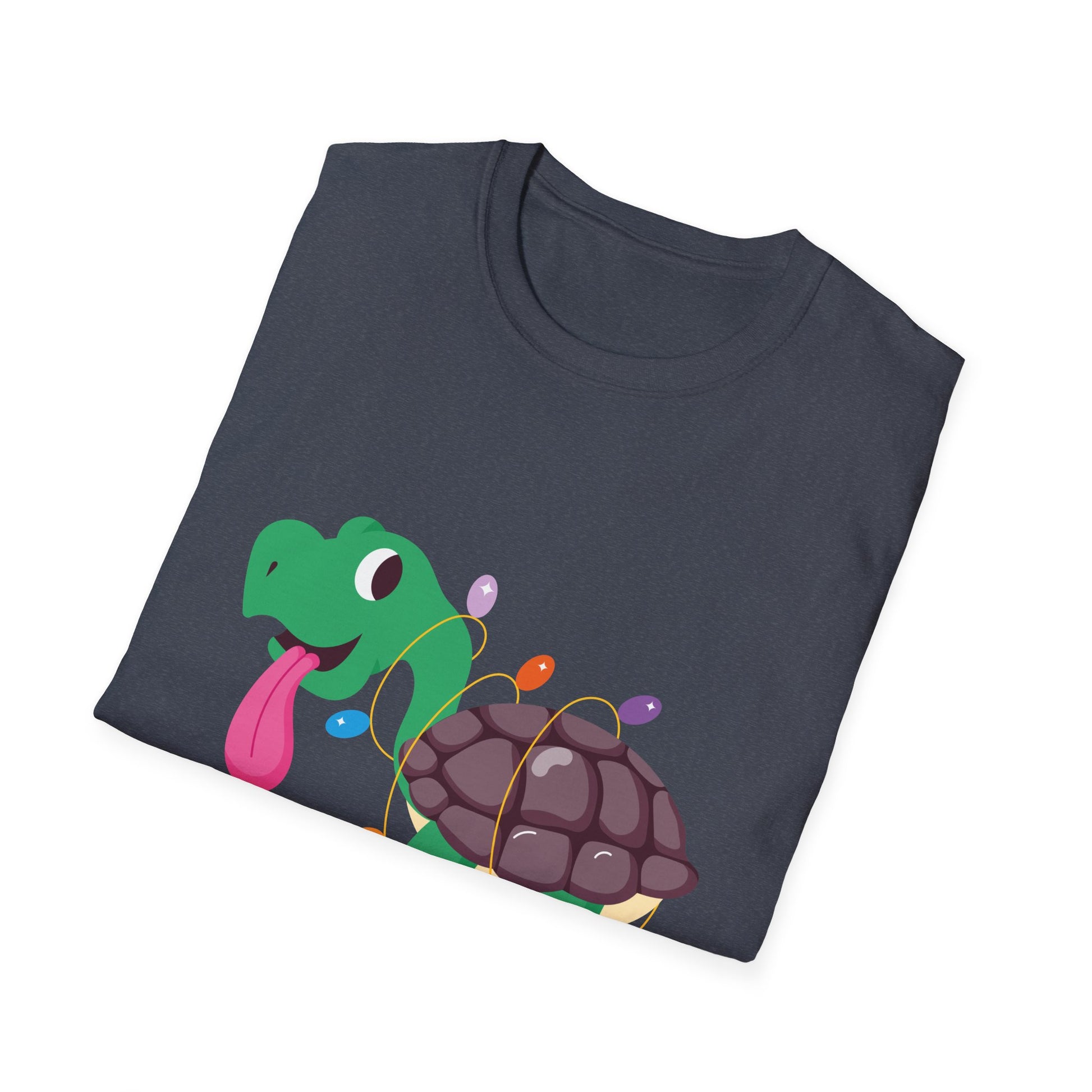 Holiday Lights Turtle T-Shirt — Cute Cartoon Turtle with Christmas String Lights