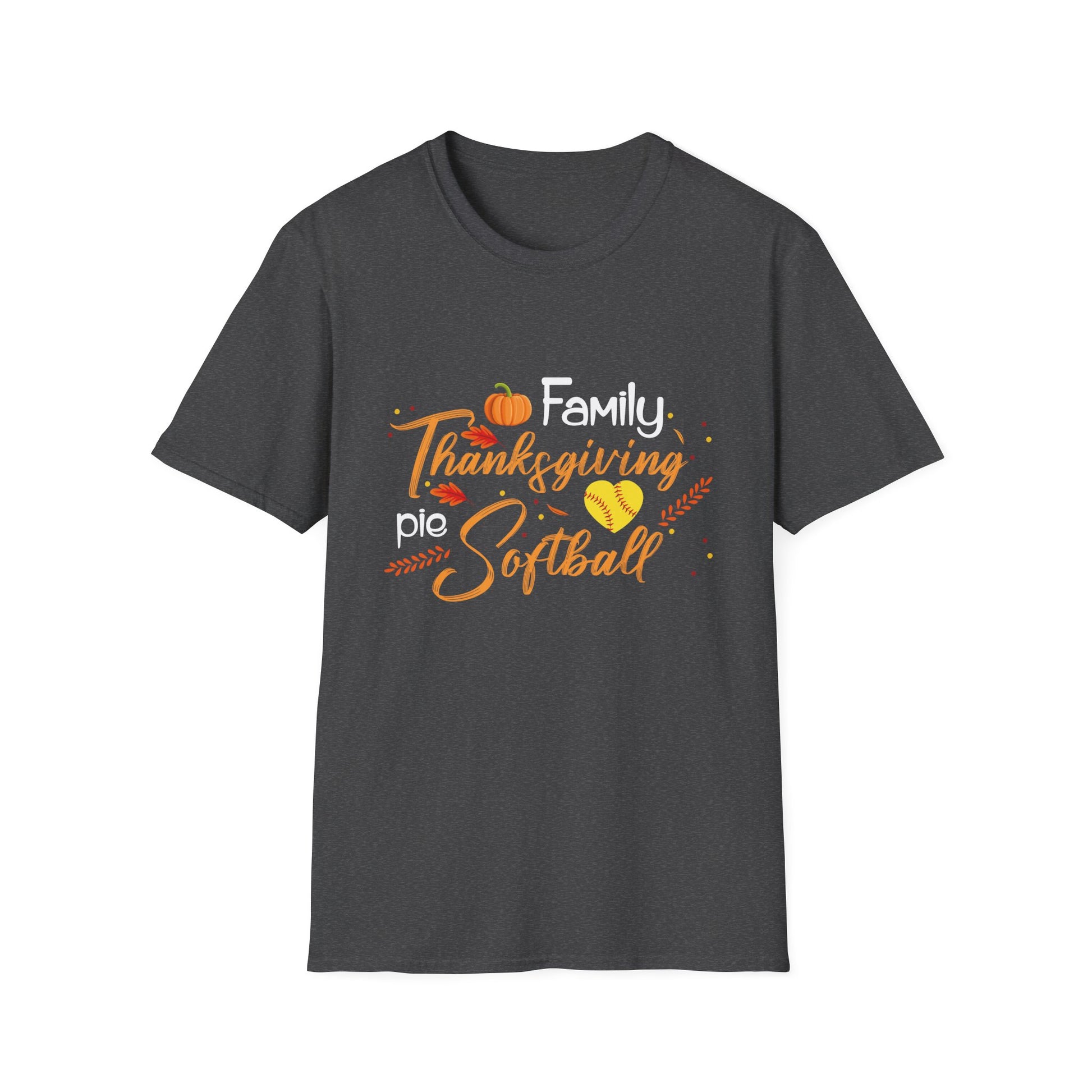 Thanksgiving Softball Family T-Shirt — Family, Turkey & Pumpkin Fall Baseball Tee  Unisex T-Shirt