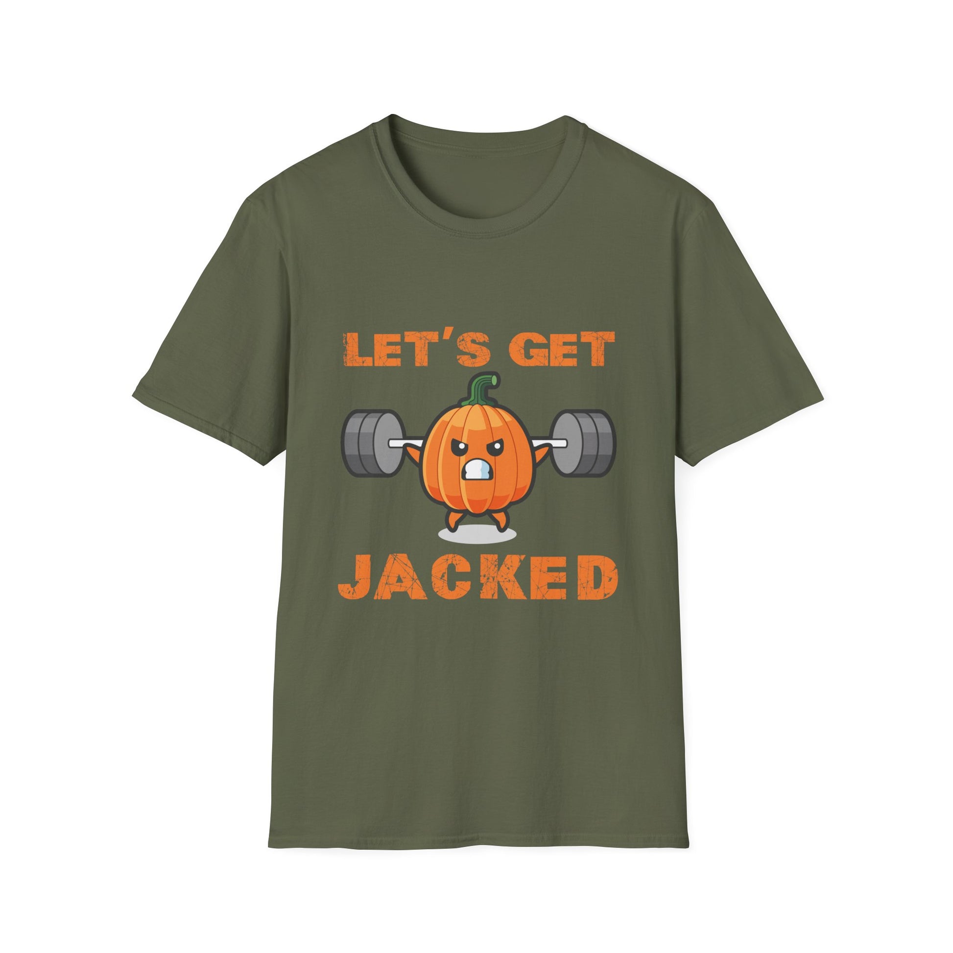 Let_s Get Jacked Gym Weightlifting Halloween Pumpkin Unisex T-Shirt