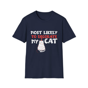 Most Likely To Decorate My Cat Family Matching Christmas T- T-Shirt
