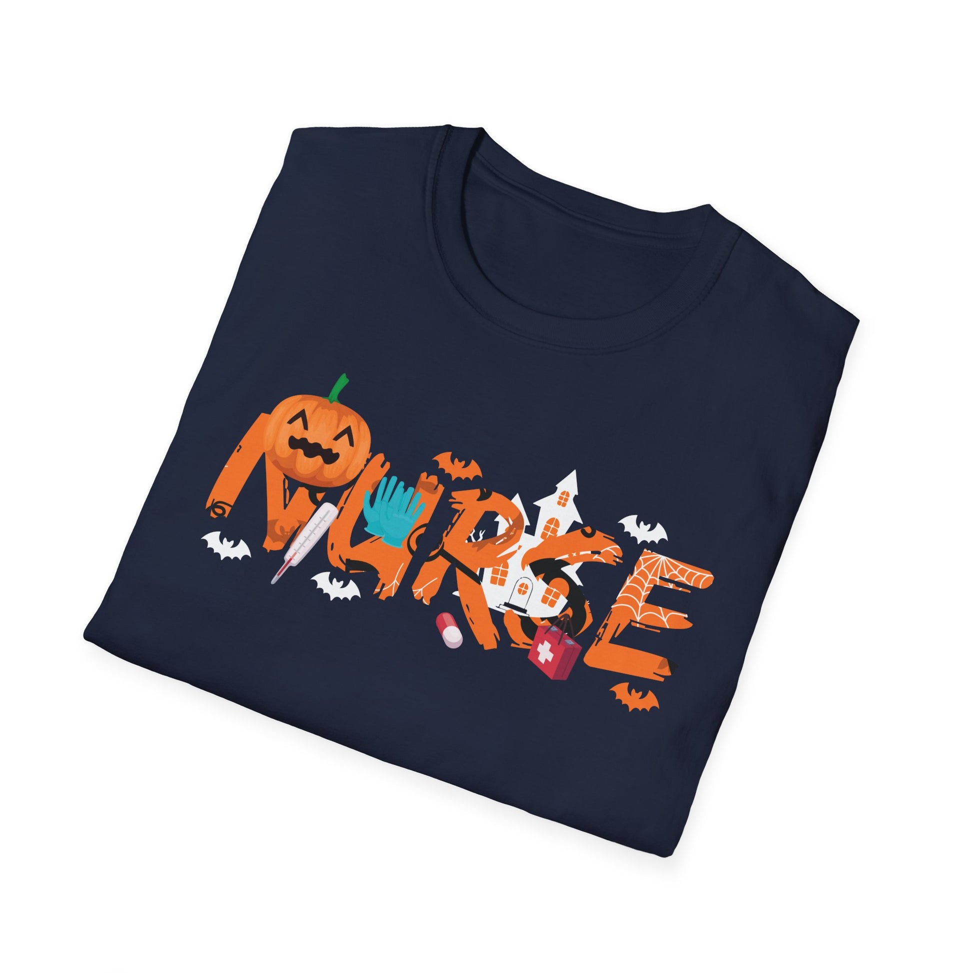 Nurse Halloween T-Shirt – Spooky Candy, Pumpkins & Ghosts Design