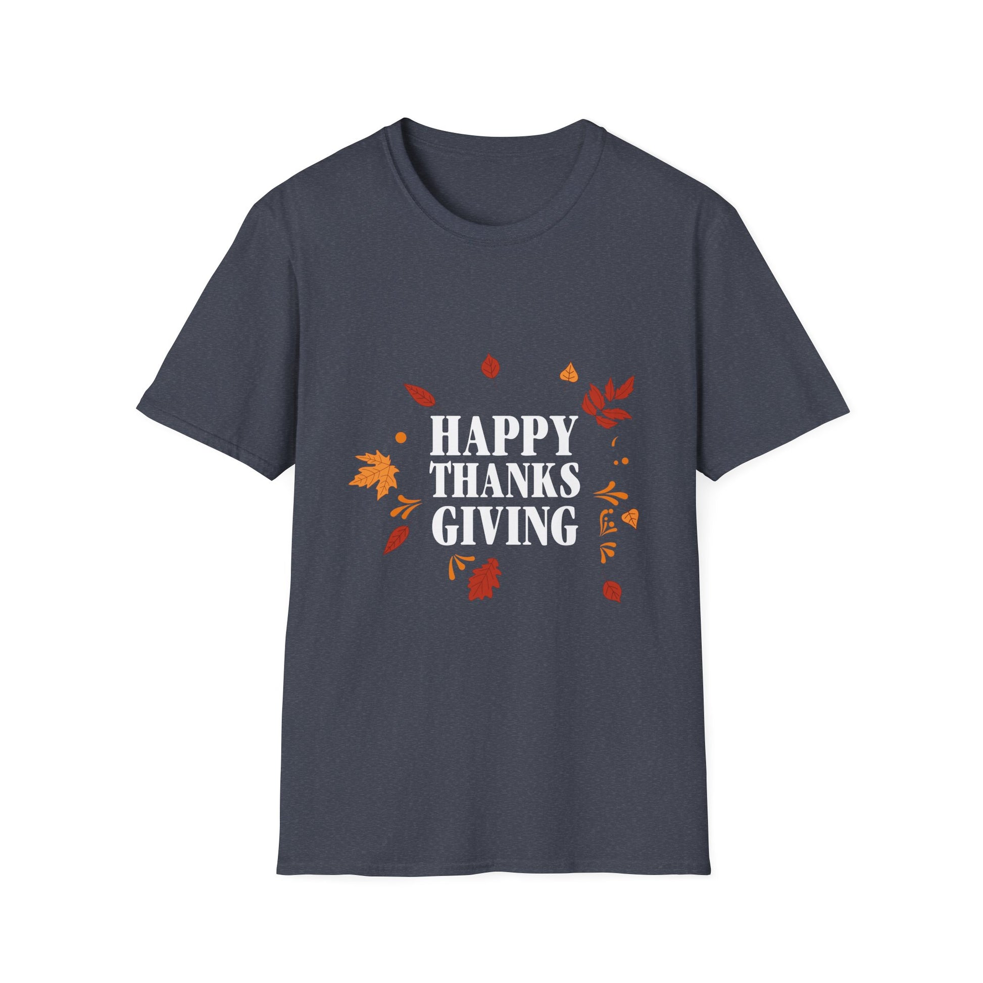 Thanksgiving T-Shirt — "Happy Thanks Giving" Fall Leaves Holiday Tee  Unisex T-Shirt