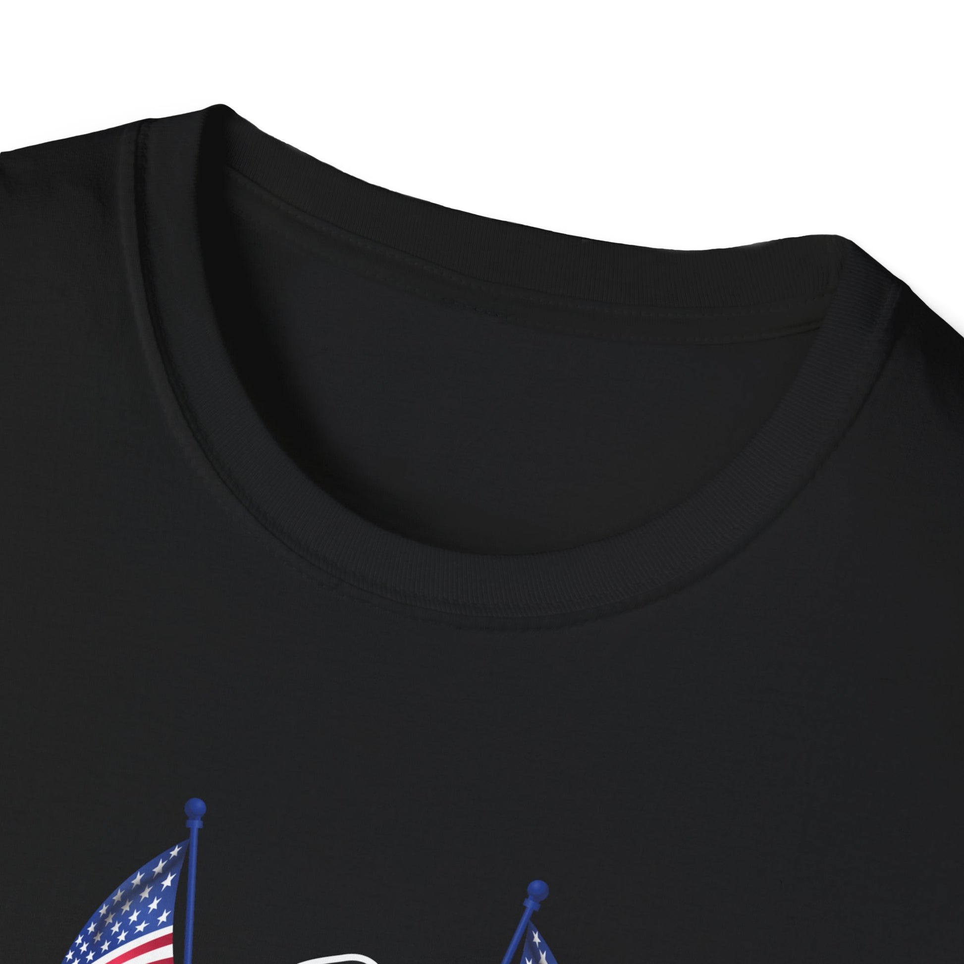 Santa Riding Motorcycle on Christmas - Biker US Flag Unisex Softstyle T-Shirt