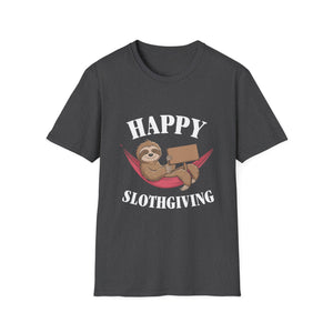 Happy Slothgiving T-Shirt — Cute Sloth Thanksgiving Graphic Tee  Unisex T-Shirt