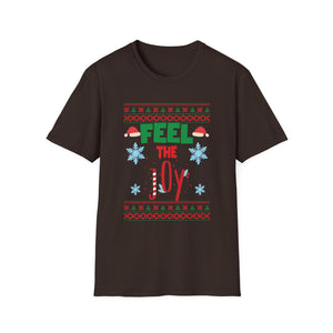 Feel the Joy Christmas T-Shirt — Holiday Ugly Sweater Style Tee