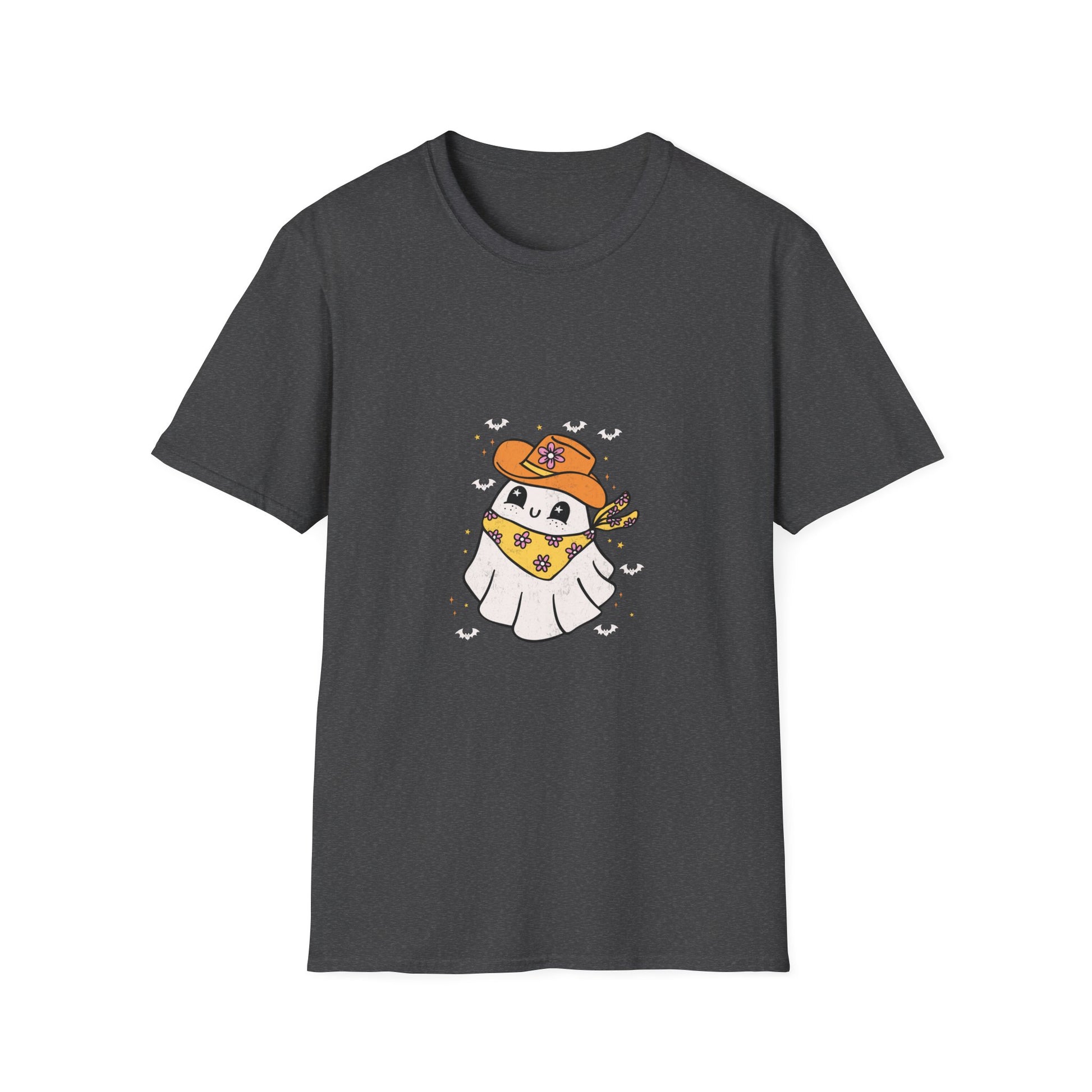 Cute Ghost in Cowboy Hat T-Shirt — Western Halloween Graphic Tee