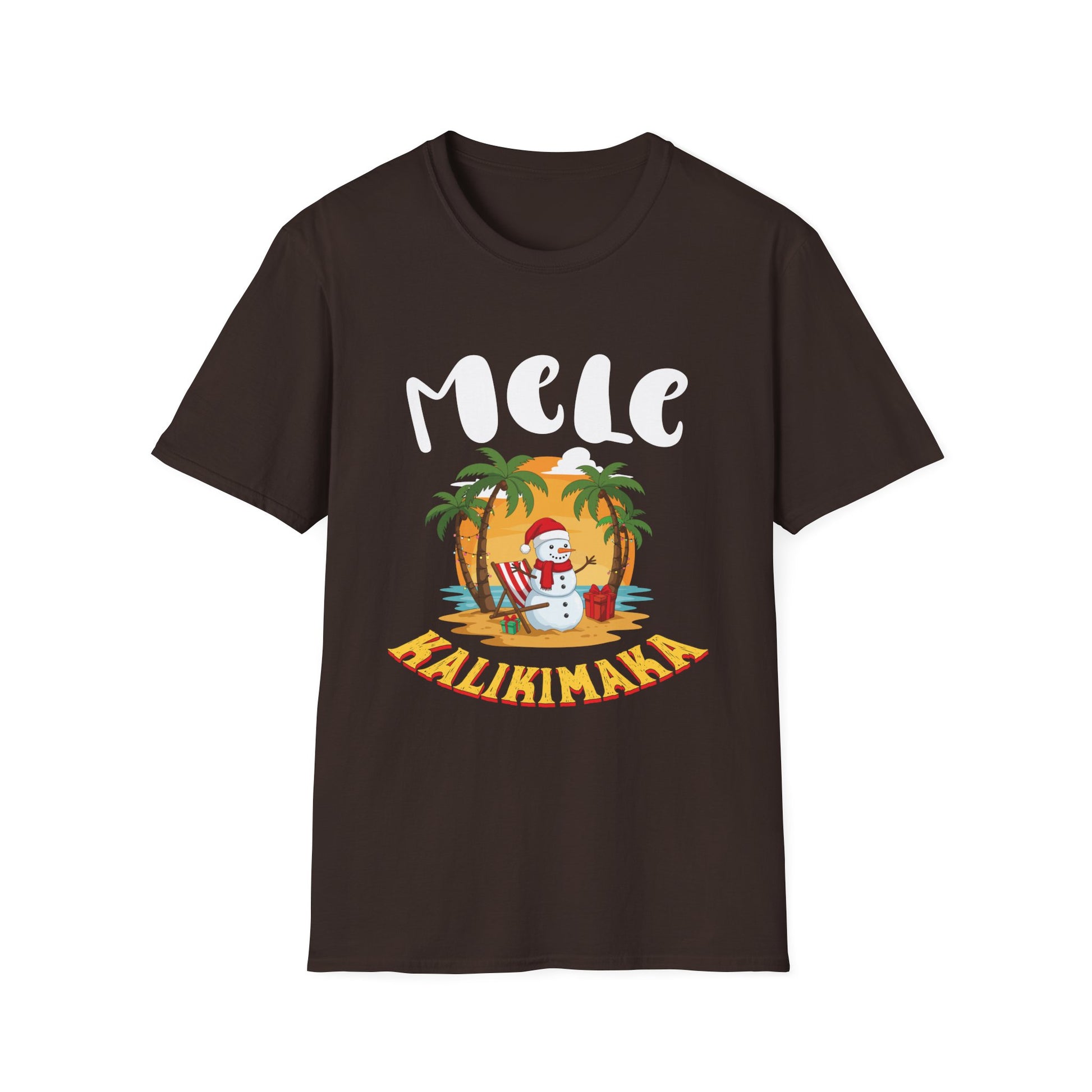 Mele Kalikimaka T-Shirt — Hawaiian Christmas Palm Tree Santa Tee
