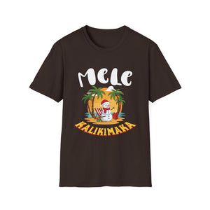 Mele Kalikimaka T-Shirt — Hawaiian Christmas Palm Tree Santa Tee