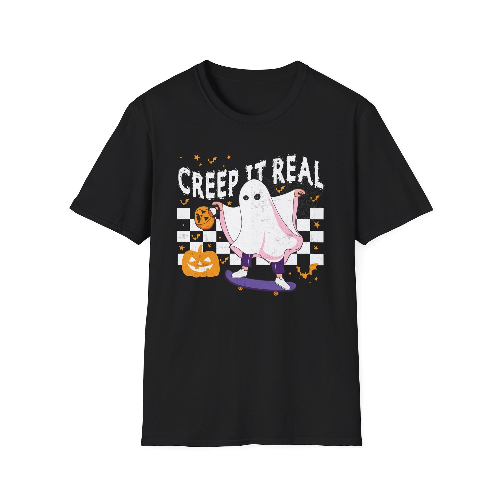 Creep It Real Vintage Ghost Halloween Tee Unisex Softstyle T-Shirt
