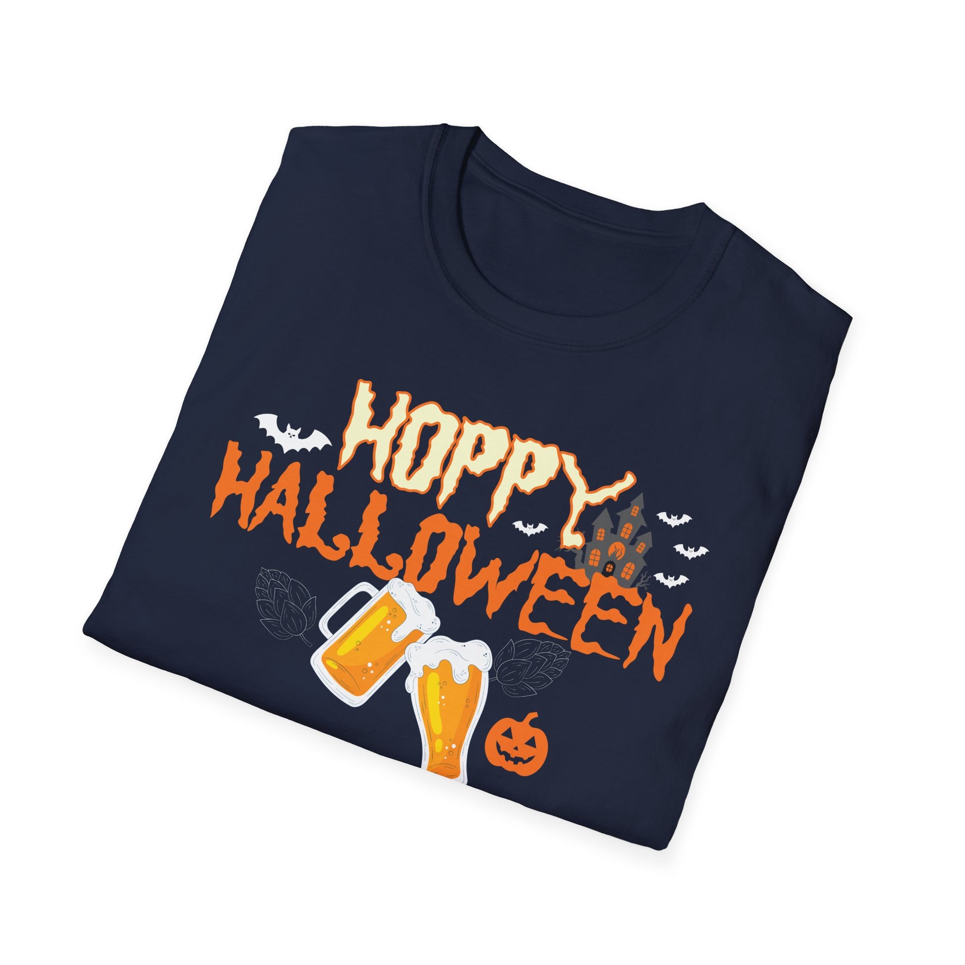 Hoppy Halloween T-Shirt — Beer Cheers Pumpkin Graphic Tee for Halloween Party