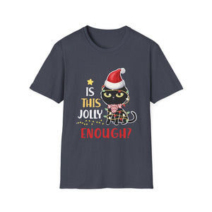 Is This Jolly Enough Black Cat Merry Christmas Tree Lights T-Shirt