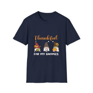 Thankful For My Gnomies T-Shirt — Thanksgiving Gnome Graphic Tee  Unisex T-Shirt
