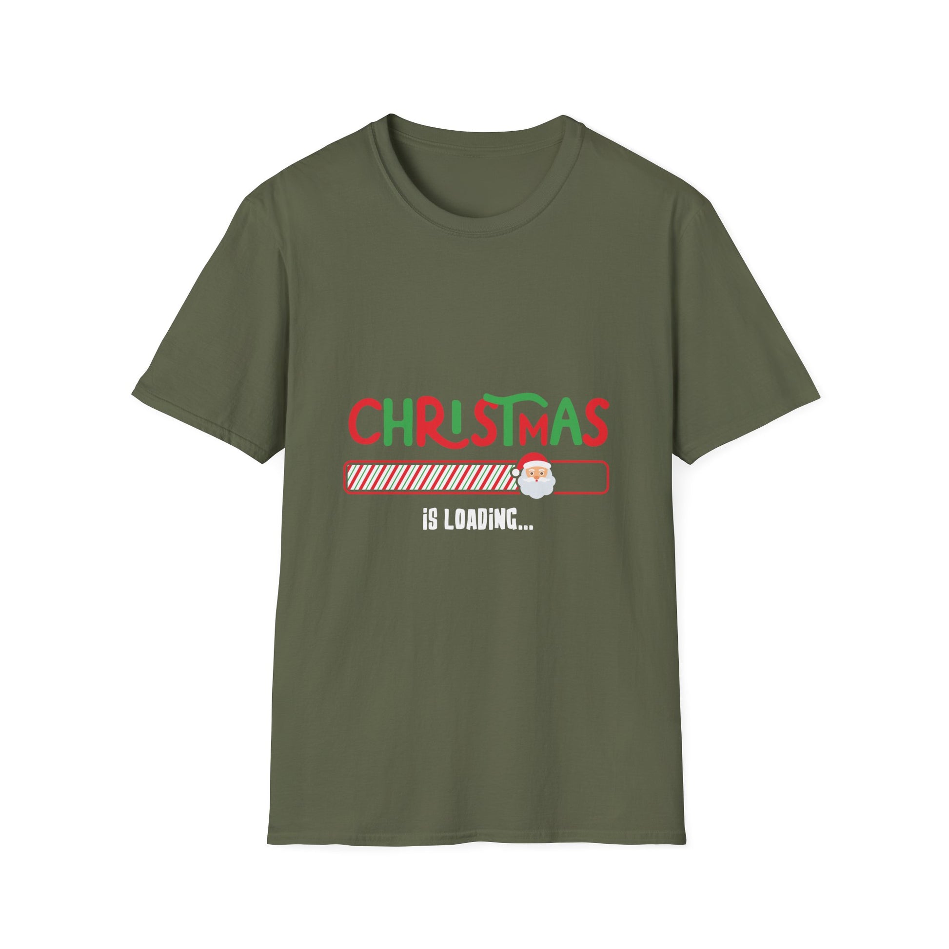 Christmas Is Loading T-Shirt — Cute Santa Progress Bar Holiday Tee