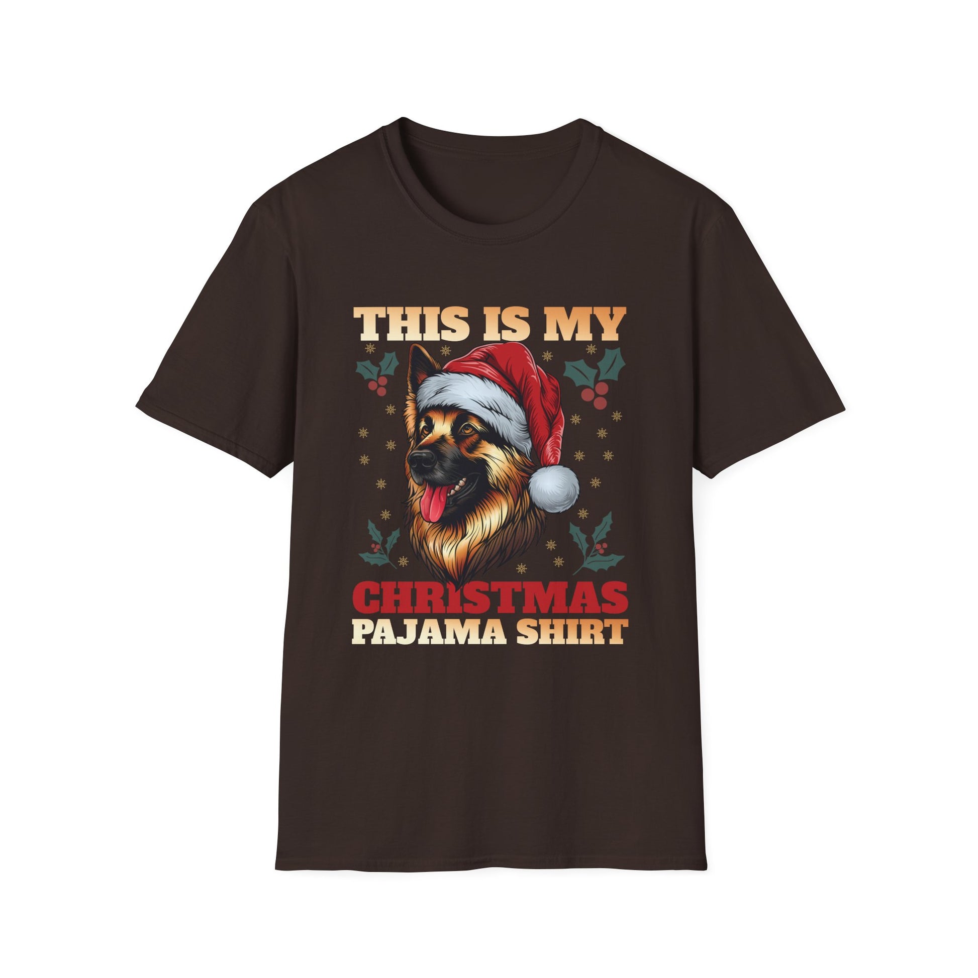 Christmas Pajama Shirt T‑Shirt – German Shepherd in Santa Hat (This Is My Christmas Pajama Shirt)
