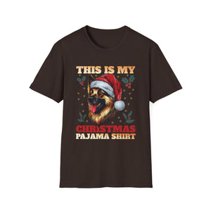 Christmas Pajama Shirt T‑Shirt – German Shepherd in Santa Hat (This Is My Christmas Pajama Shirt)
