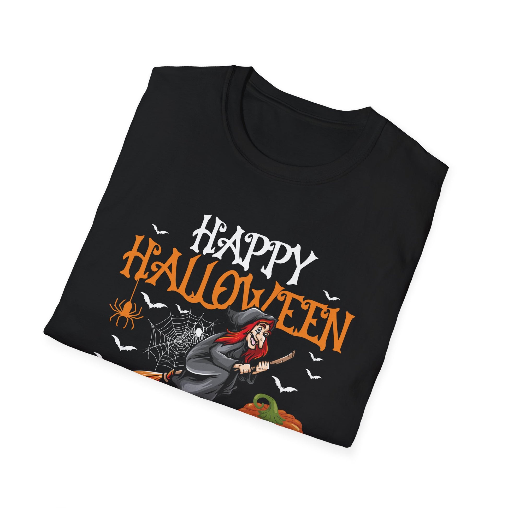 Halloween Birthday T-Shirt – “Happy Halloween And Yes It’s My Birthday” Pumpkin & Witch Tee