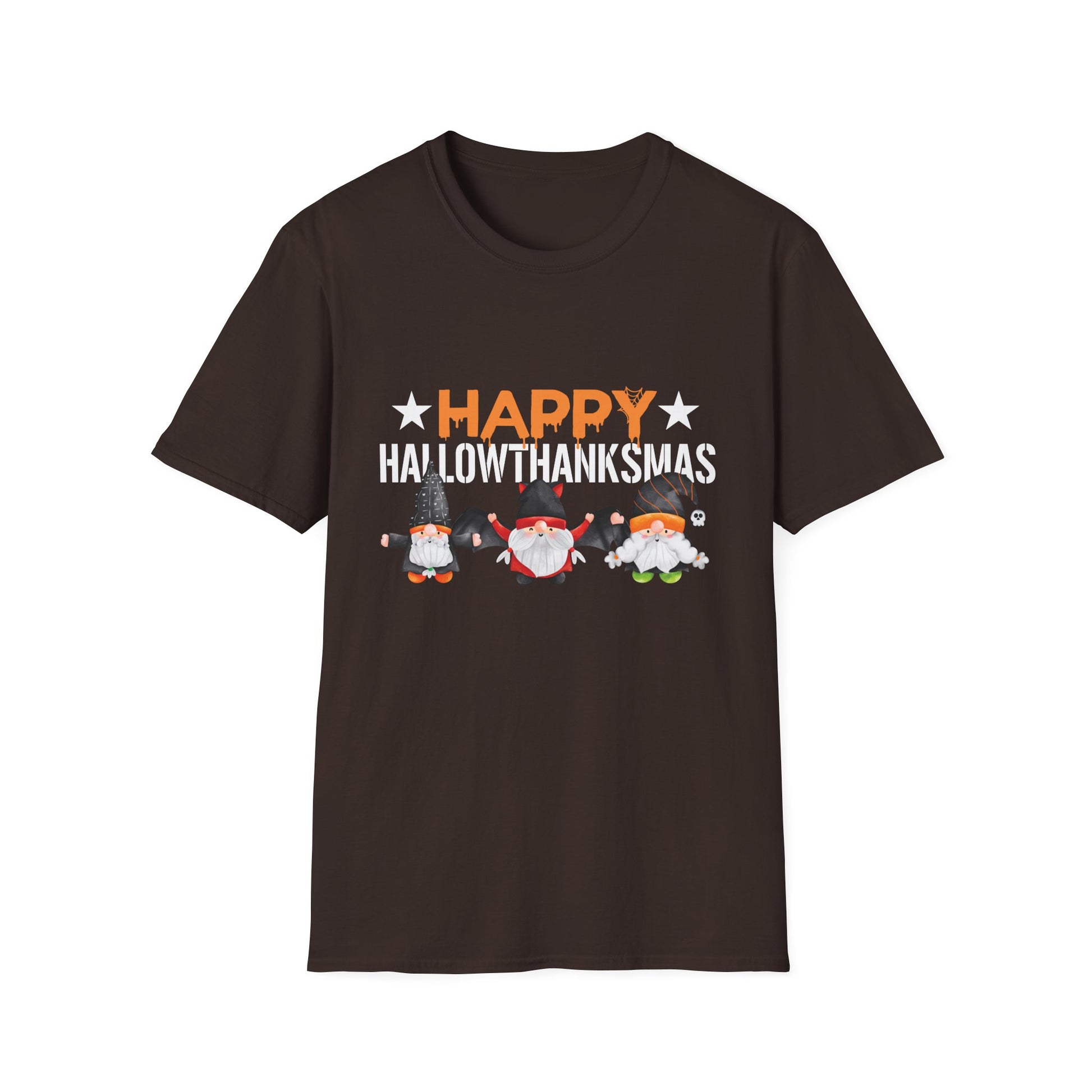 Happy Halowthankmas T-Shirt — Cute Gnome Halloween-Thanksgiving-Christmas Mashup