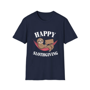 Happy Slothgiving T-Shirt — Cute Sloth Thanksgiving Graphic Tee  Unisex T-Shirt