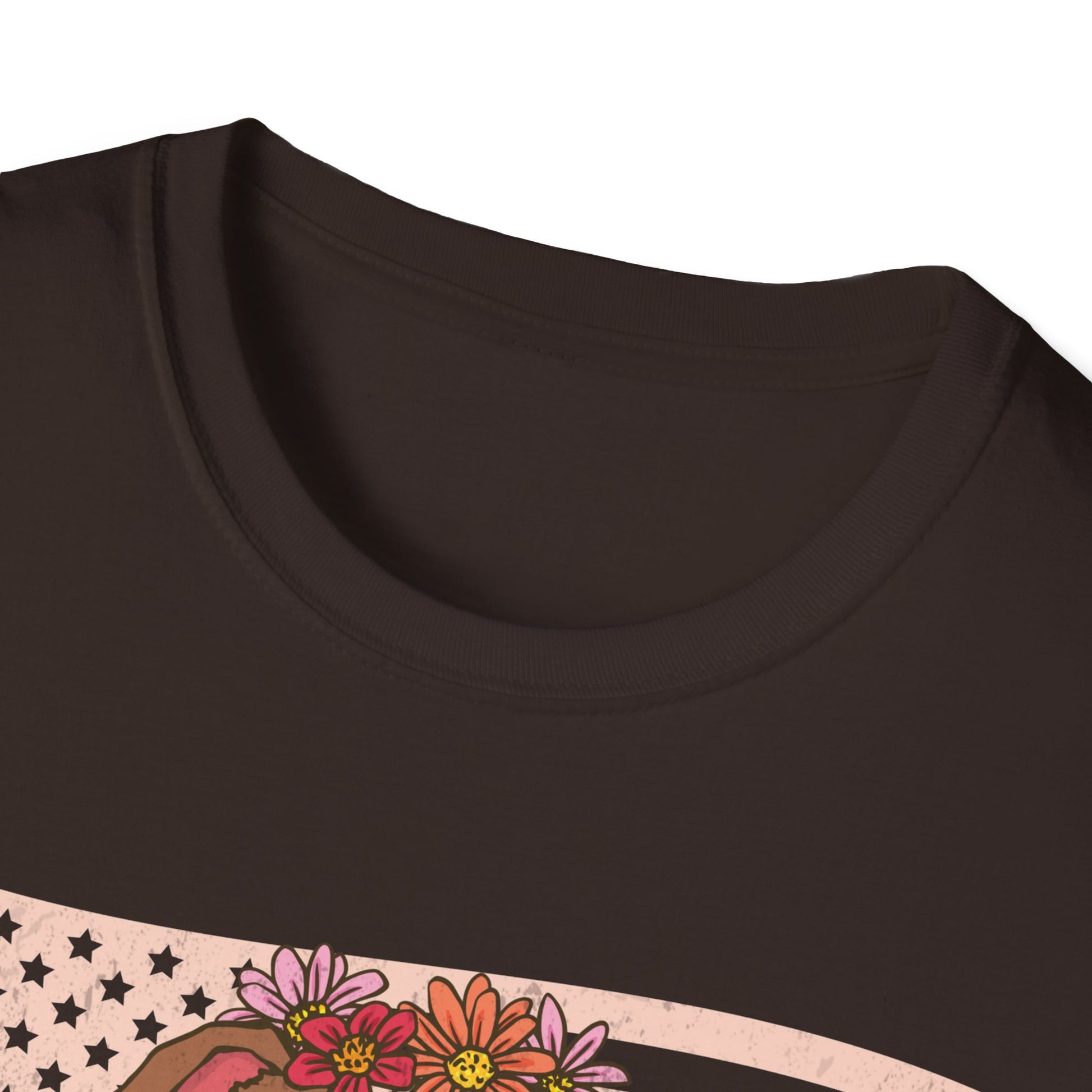 Pitbull Mom T-Shirt – Floral Pitbull with American Flag