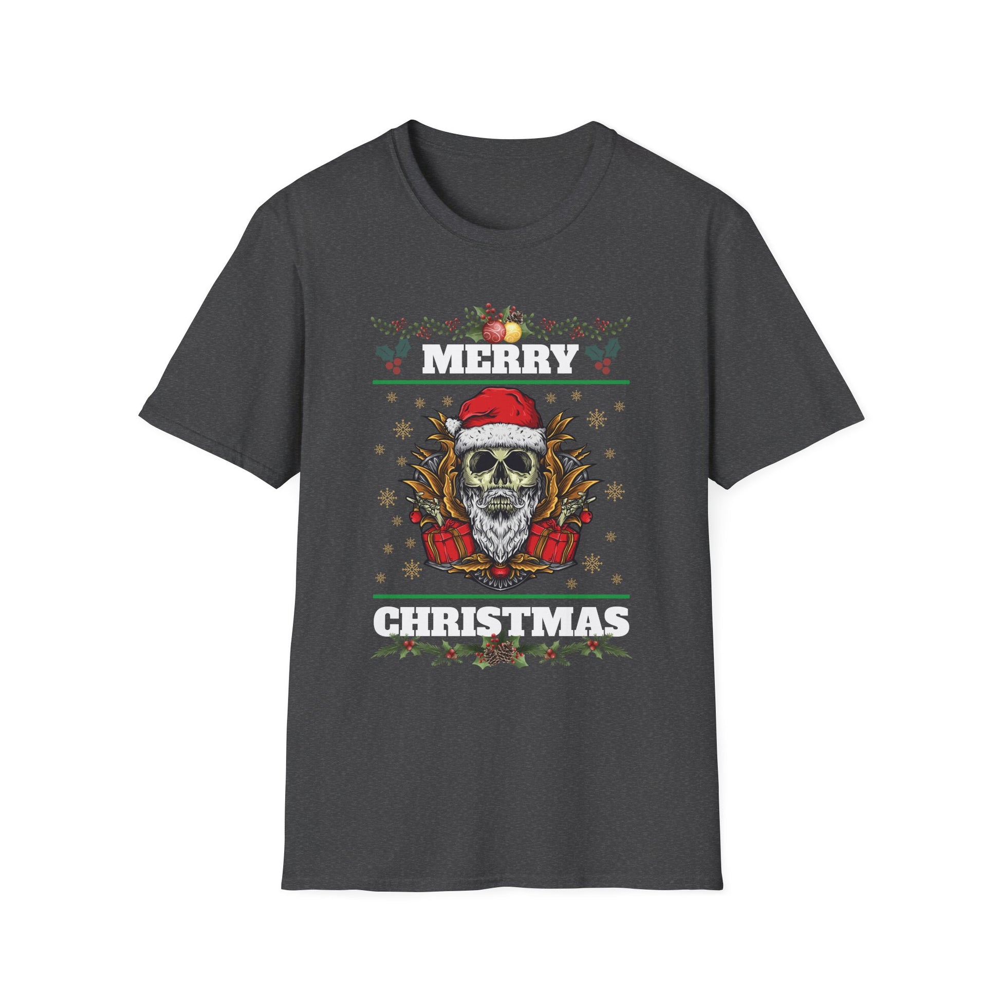 Merry Christmas Skull T-Shirt — Santa Skull Holiday Tee