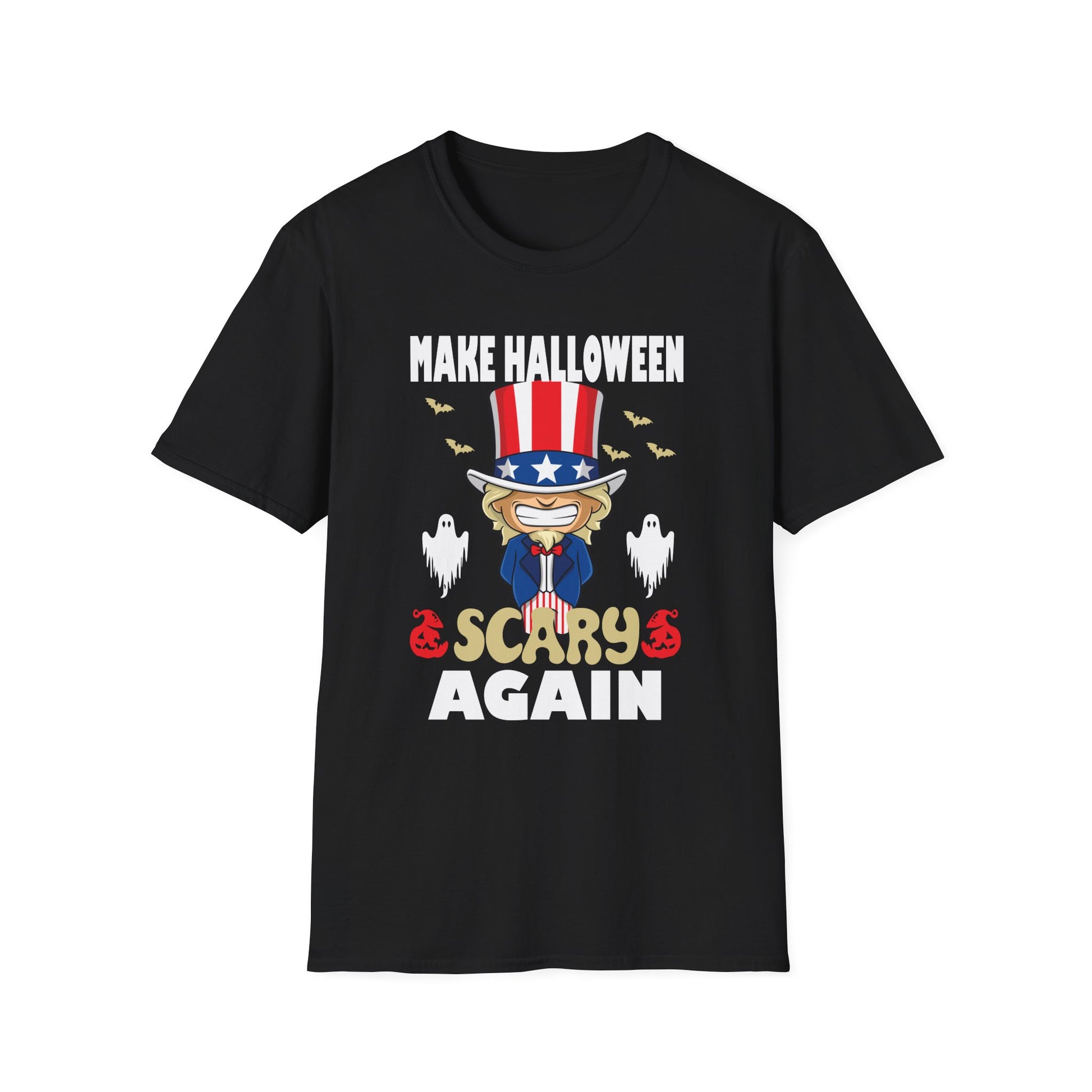 Make Halloween Scary Again T-Shirt — Patriotic Uncle Sam Cat Halloween Tee
