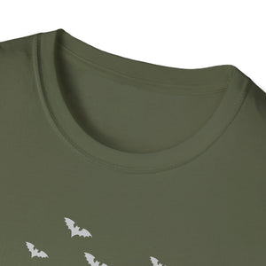 Skeleton Ribcage Floral T‑Shirt — Colorful Rib Bones with Flowers & Bats