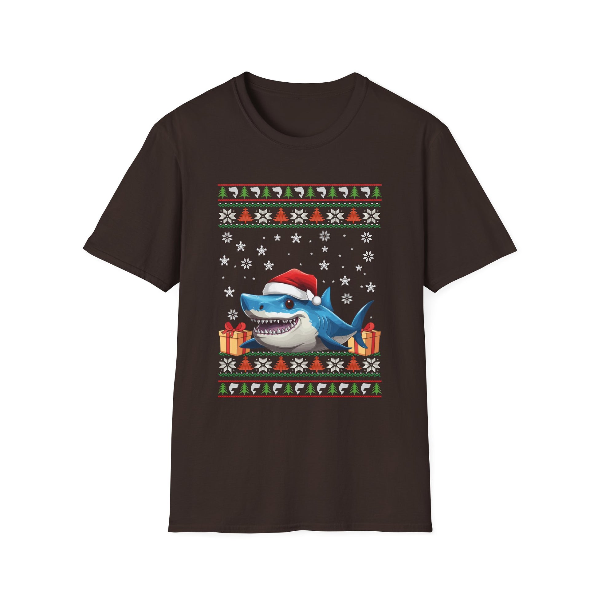 Shark Christmas Santa Hat Ugly Christmas Sweater Unisex Softstyle T-Shirt