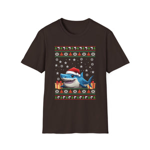 Shark Christmas Santa Hat Ugly Christmas Sweater Unisex Softstyle T-Shirt