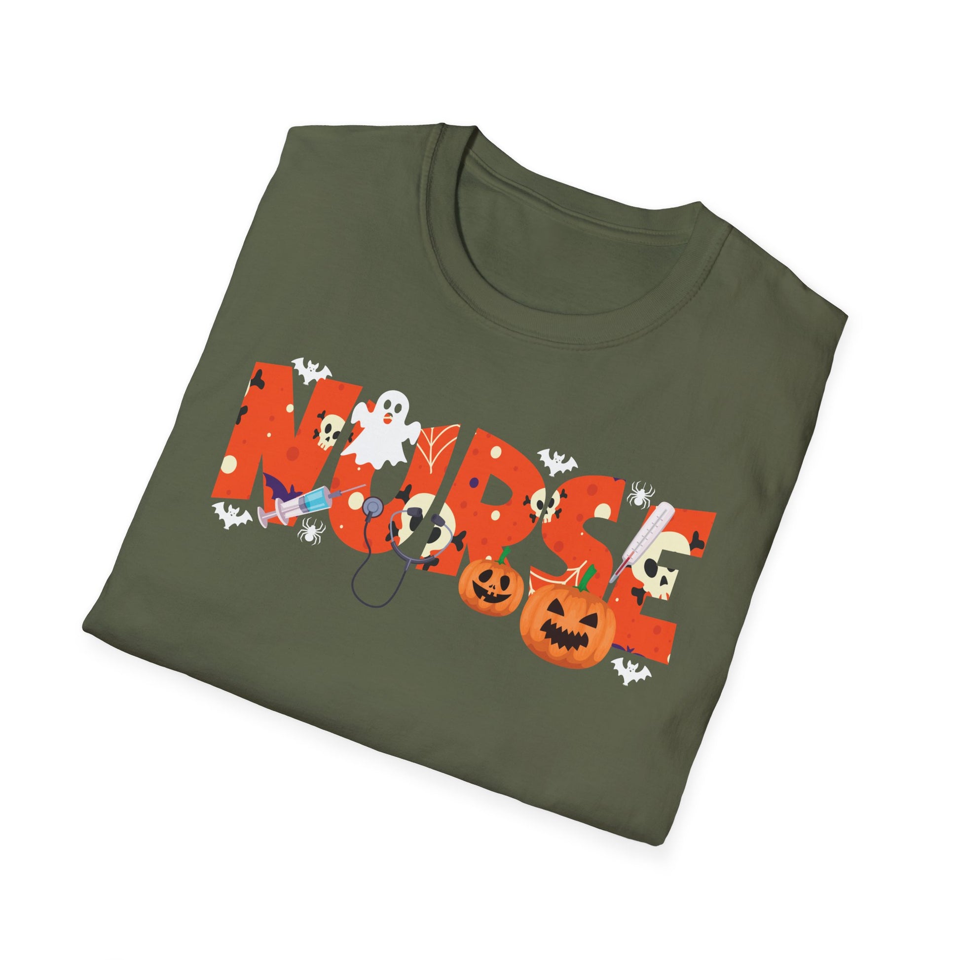 Nurse Halloween T-Shirt — Cute Ghosts & Pumpkin Medical Tee
