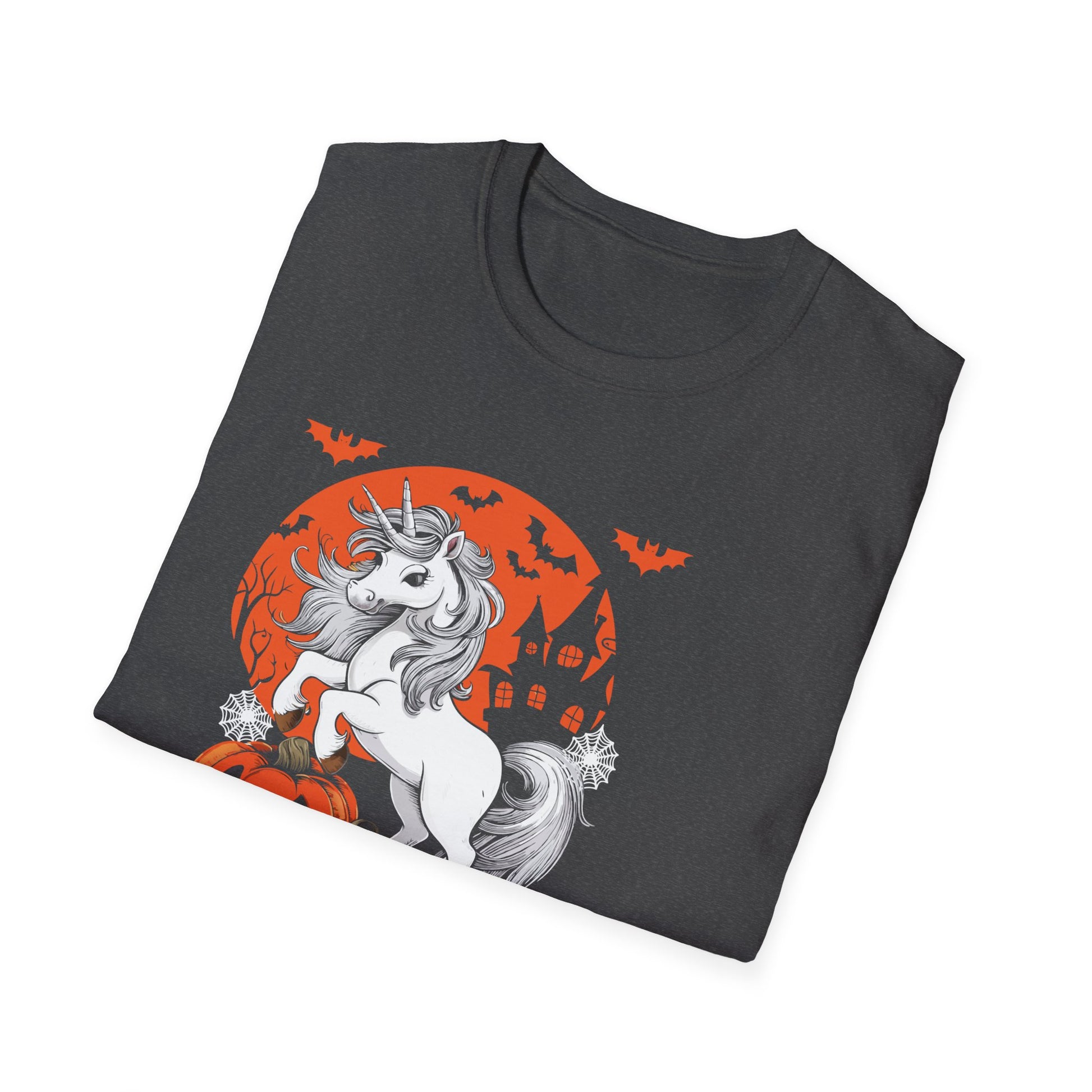 Halloween Unicorn T-Shirt — Spooky Pumpkin and Haunted Castle Graphic