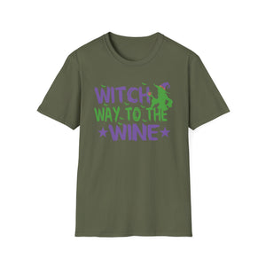 Witch Way To The Wine T-Shirt — Funny Halloween Wine Tee