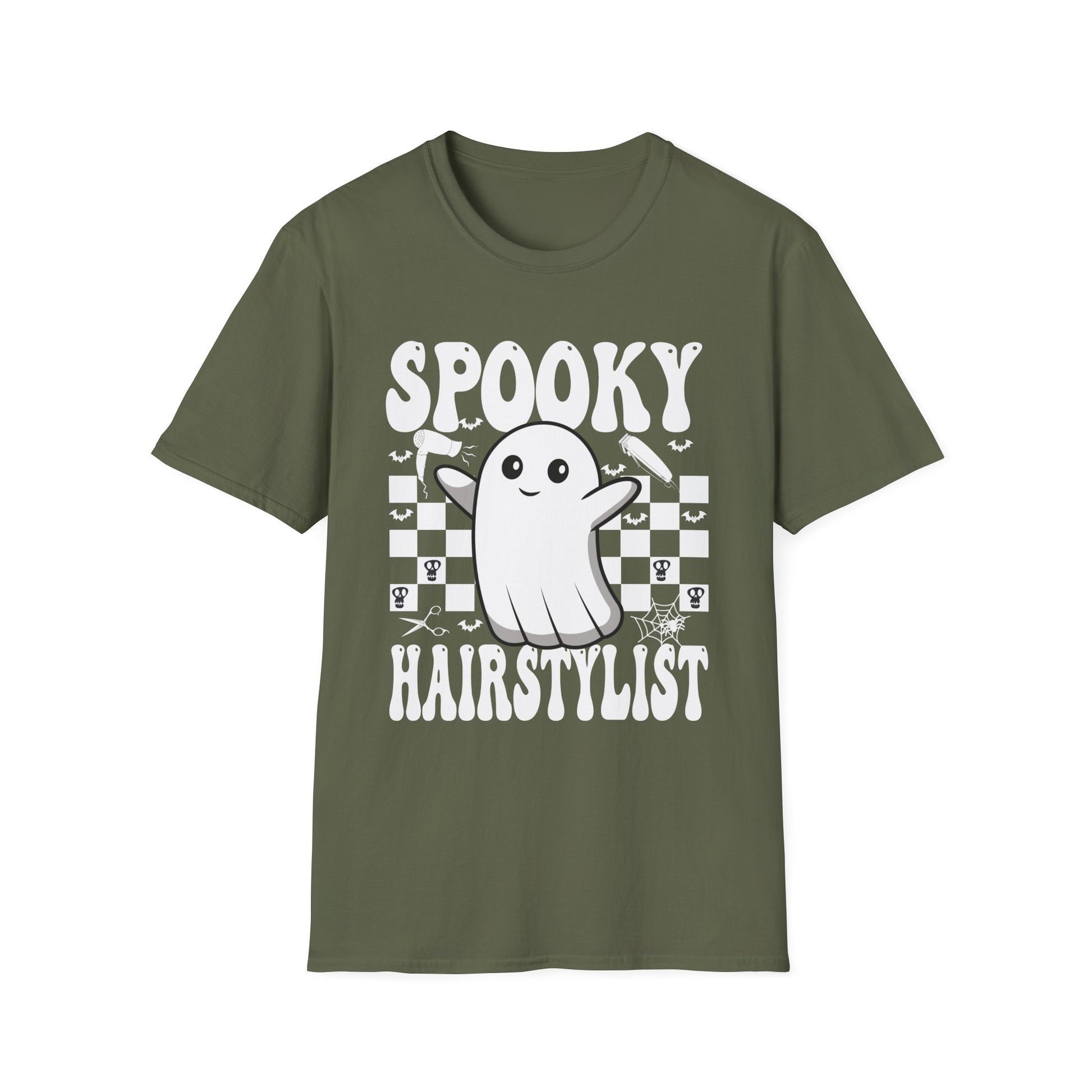Spooky Hairstylist T-Shirt — Cute Ghost Hairdresser Halloween Tee