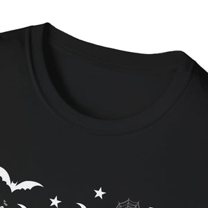Halloween Boo Ghost Pumpkin T-Shirt — Spooky Bat & Candy Pattern Tee