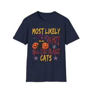 Halloween 'Most Likely to Pet All the Black Cats' T-Shirt