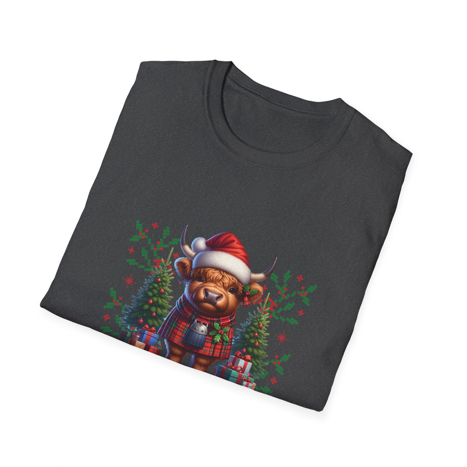 Mooey Christmas Heifer Cow Reindeer Christmas Lights Unisex Softstyle T-Shirt